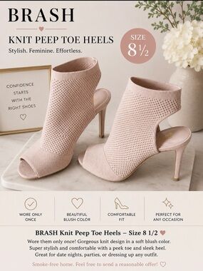 Brash Blush Knit Peep Toe Heels